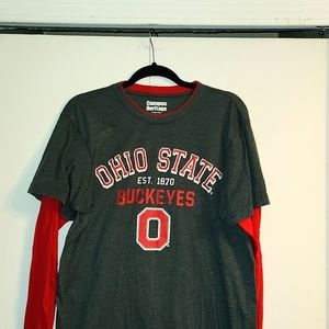 Ohio State long sleeve layered look t-shirt size large.  Unisex